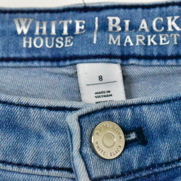White House Black Market Jeans Womens 8 Mid Rise Girlfriend Skinny Paint Splash - Picture 6 of 10